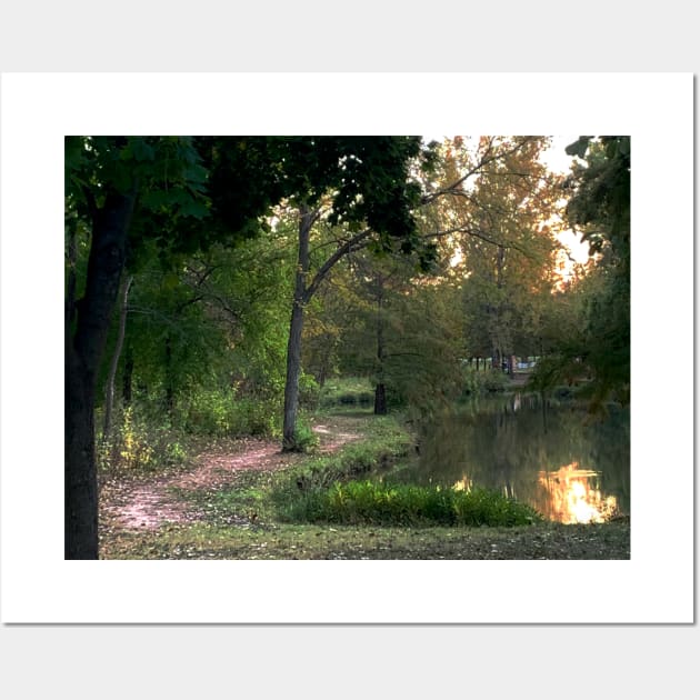 Beautiful Trail Scene with a Pond - Tomahawk Creek Pond Overland Park KS Wall Art by Zen Goat 